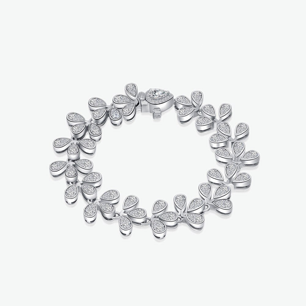 Blume Iced Out Hochzeitsarmband B0553