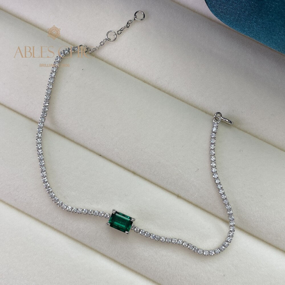 Lab Smaragd Solitär Bling Armband B0826