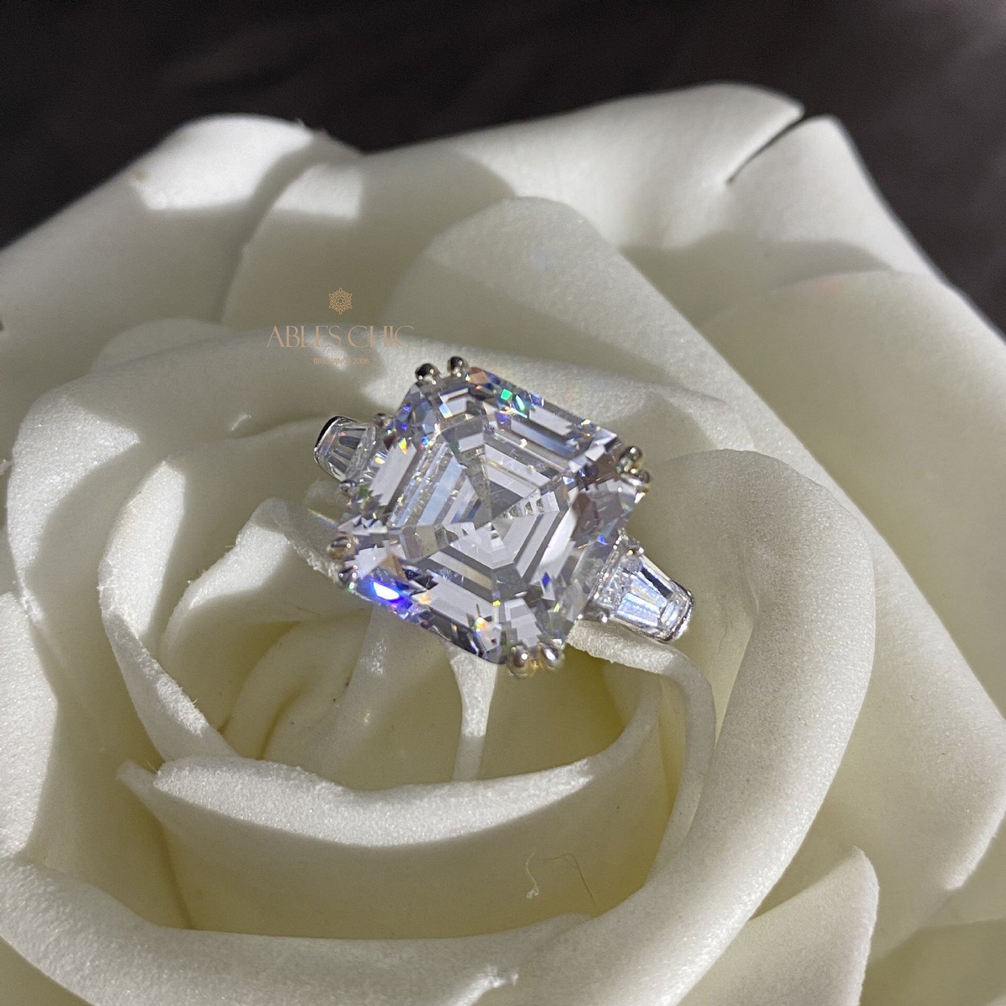 Asscher Ehering mit gelbem Citrin R0864
