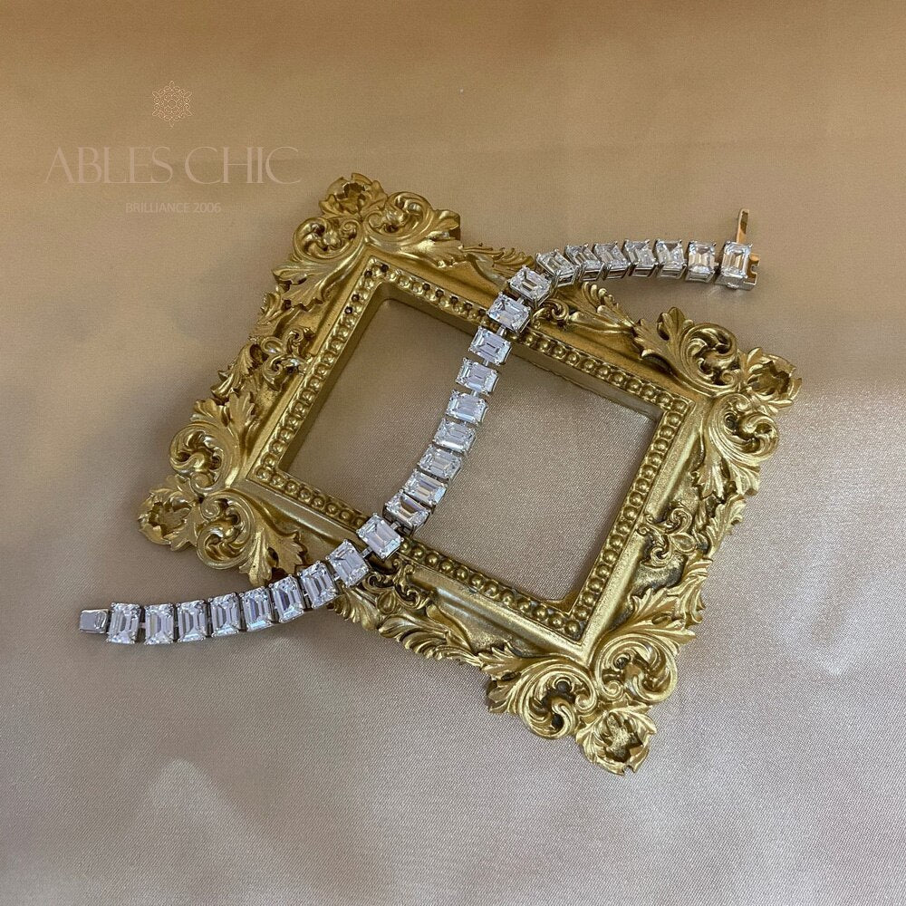 Smaragdschliff Iced Out Brautarmband B0452