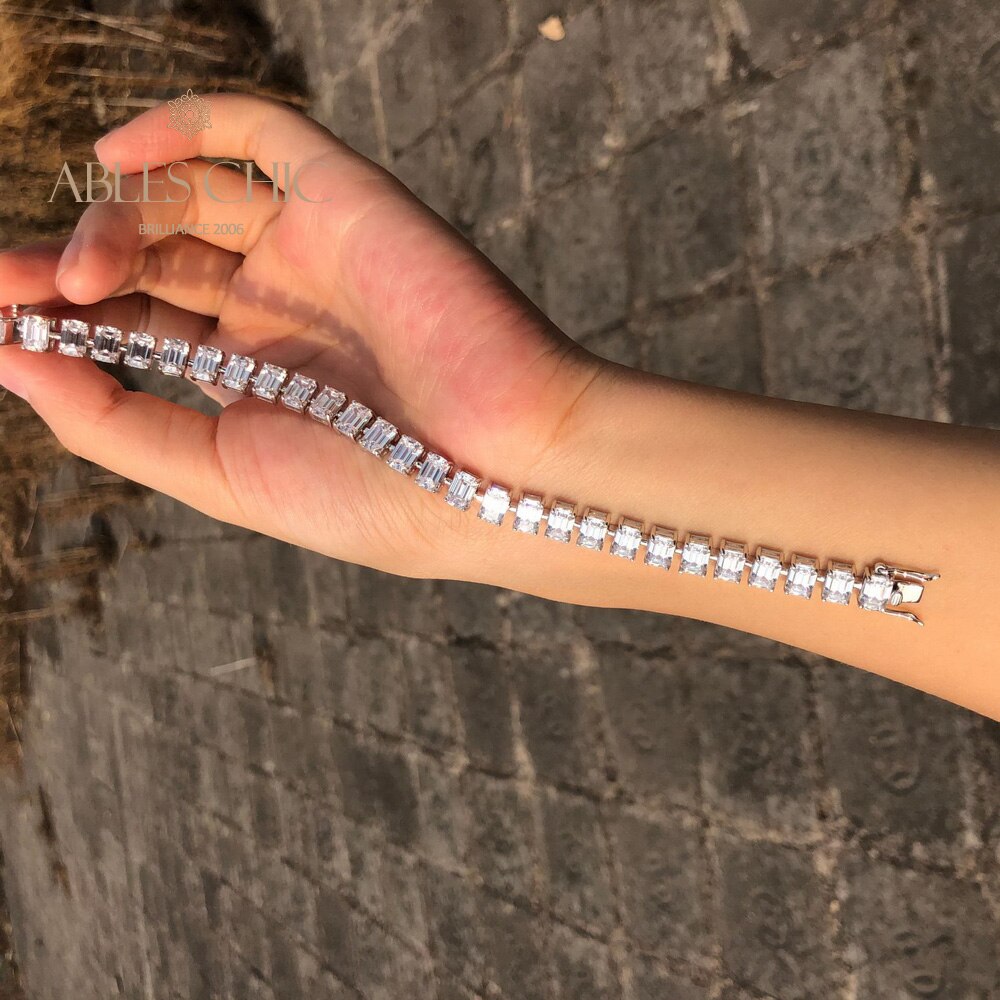 Smaragdschliff Iced Out Brautarmband B0452