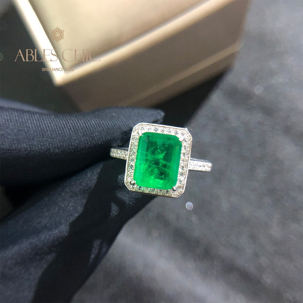 Ehering mit Labor-Smaragd R0303