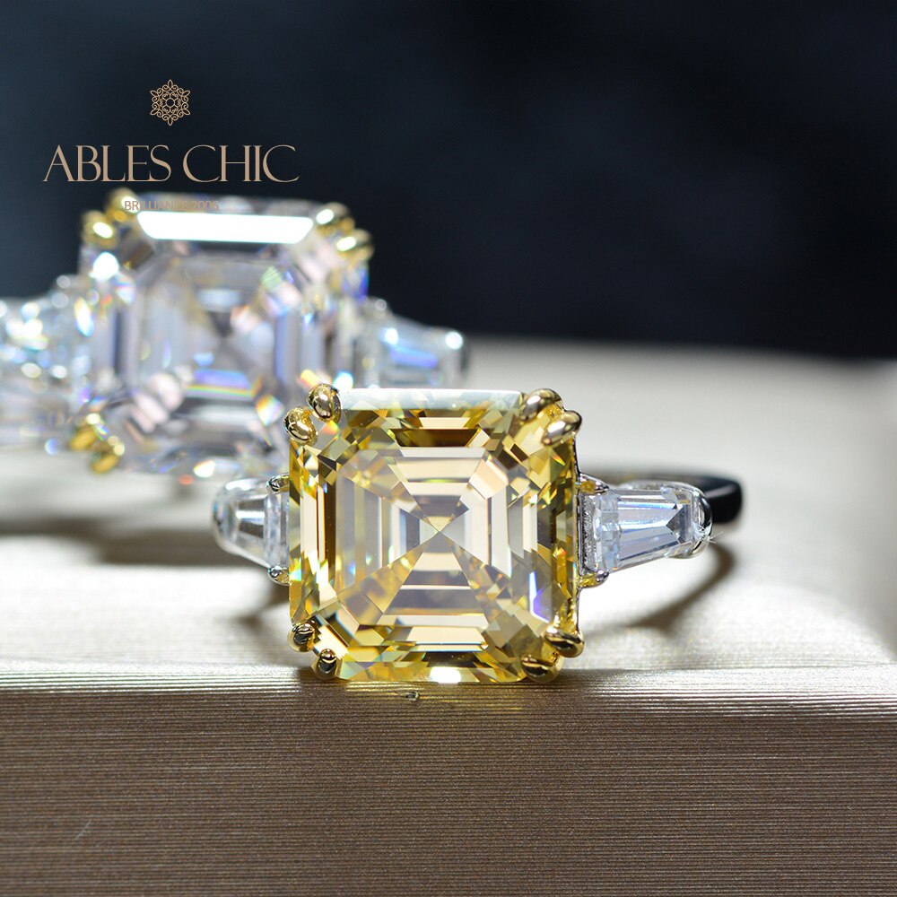 Asscher Ehering mit gelbem Citrin R0864