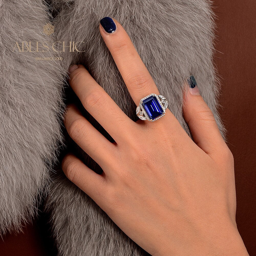 Saphir-Tansanit-Brautring R1274