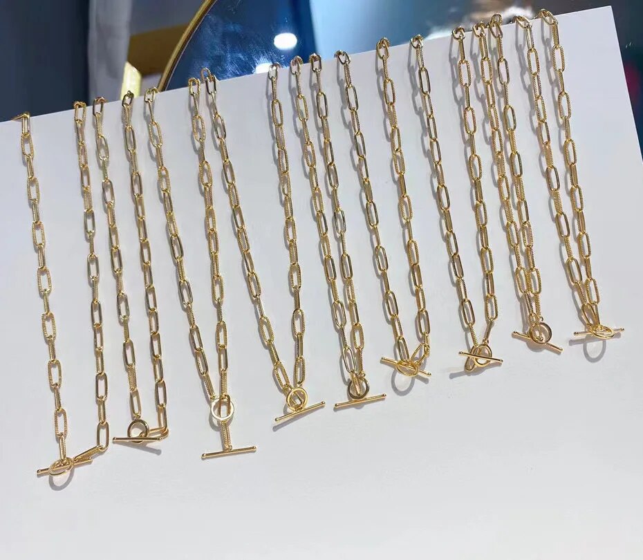 Halskette mit geriffelter Kette und T-Steg