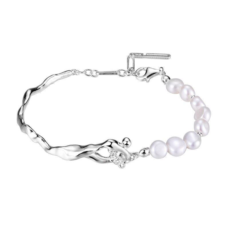 Rumpled Band Barock Perlen Armband B1046