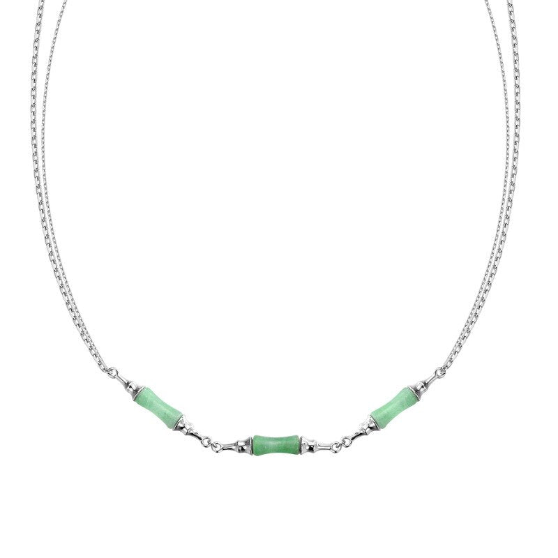 Grüne Jade Bambus Knoten Halskette N1046