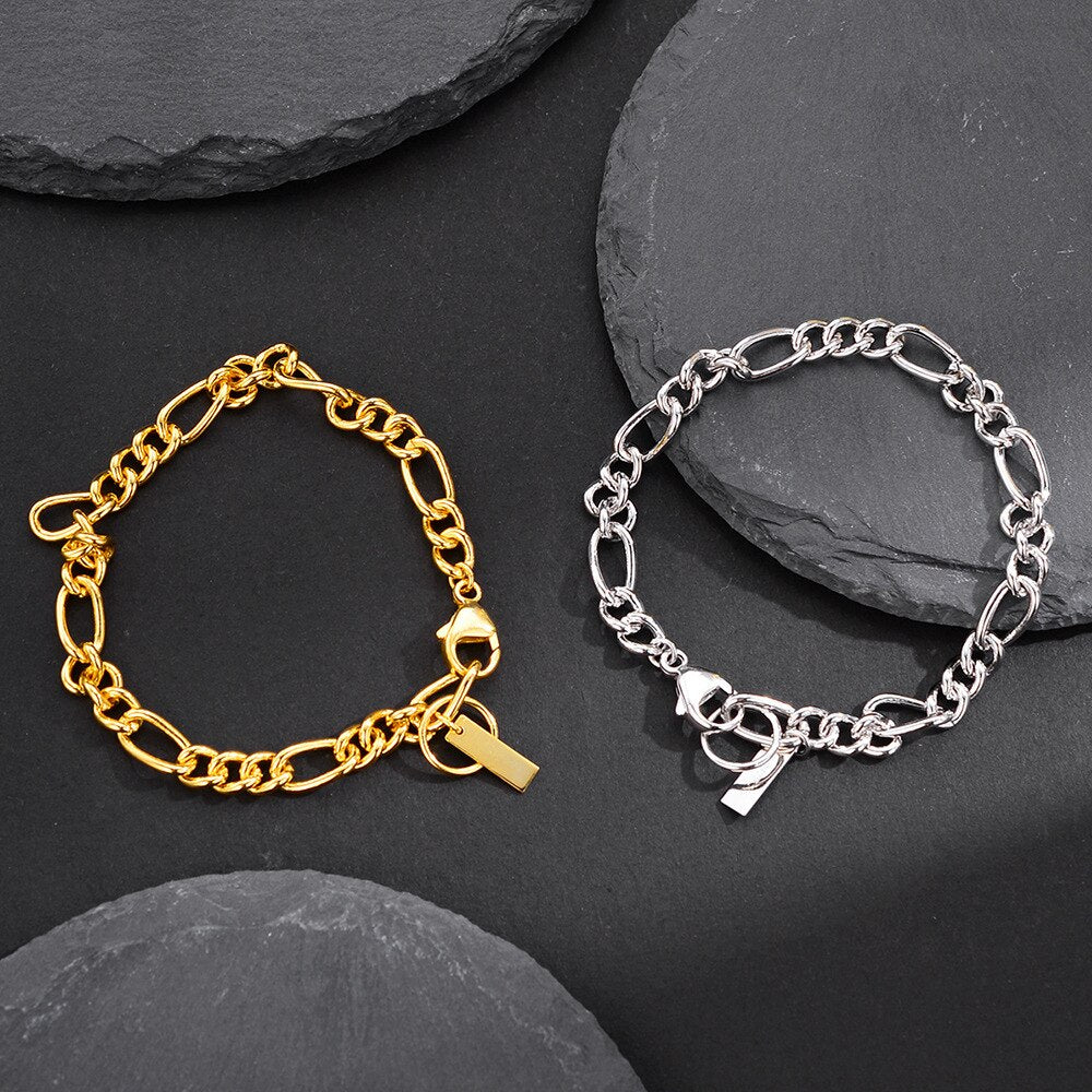Statement-Armband mit Figaro-Kette B1043