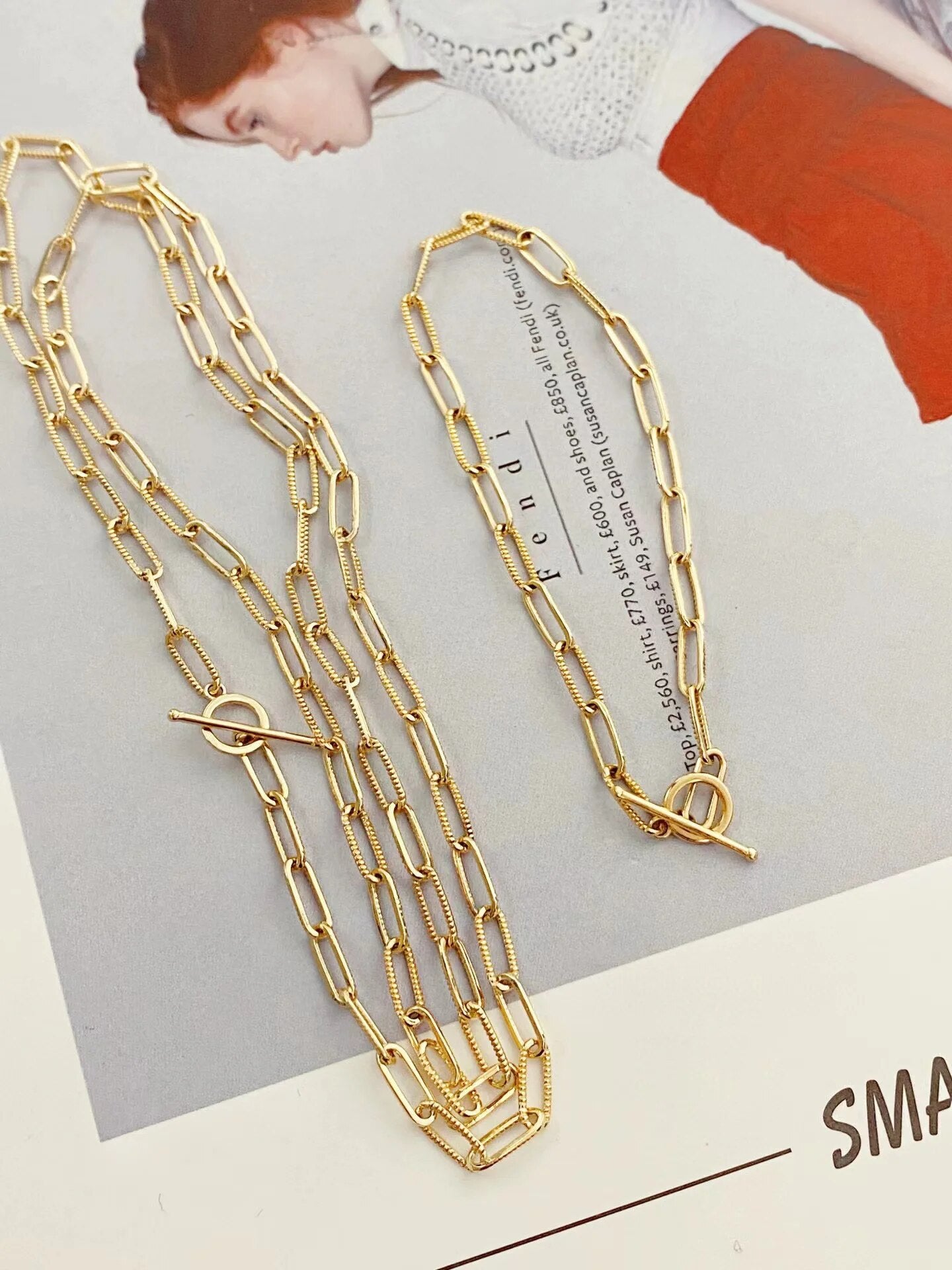 Halskette mit geriffelter Kette und T-Steg