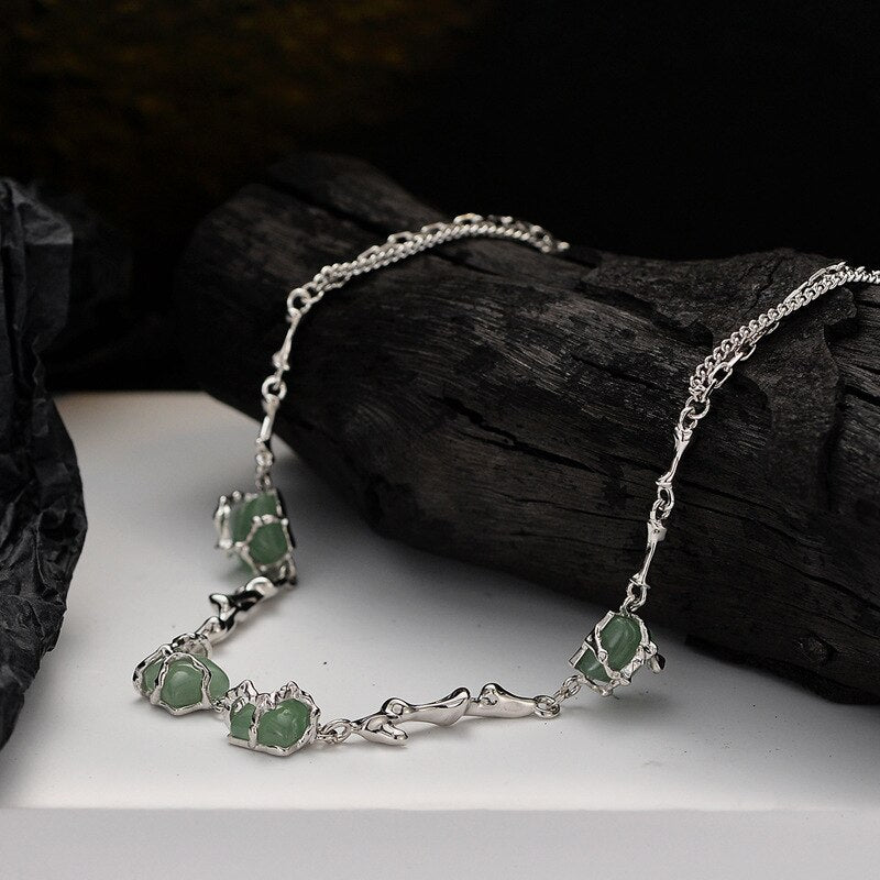 Jade Unregelmäßige Kettenhalskette N1014