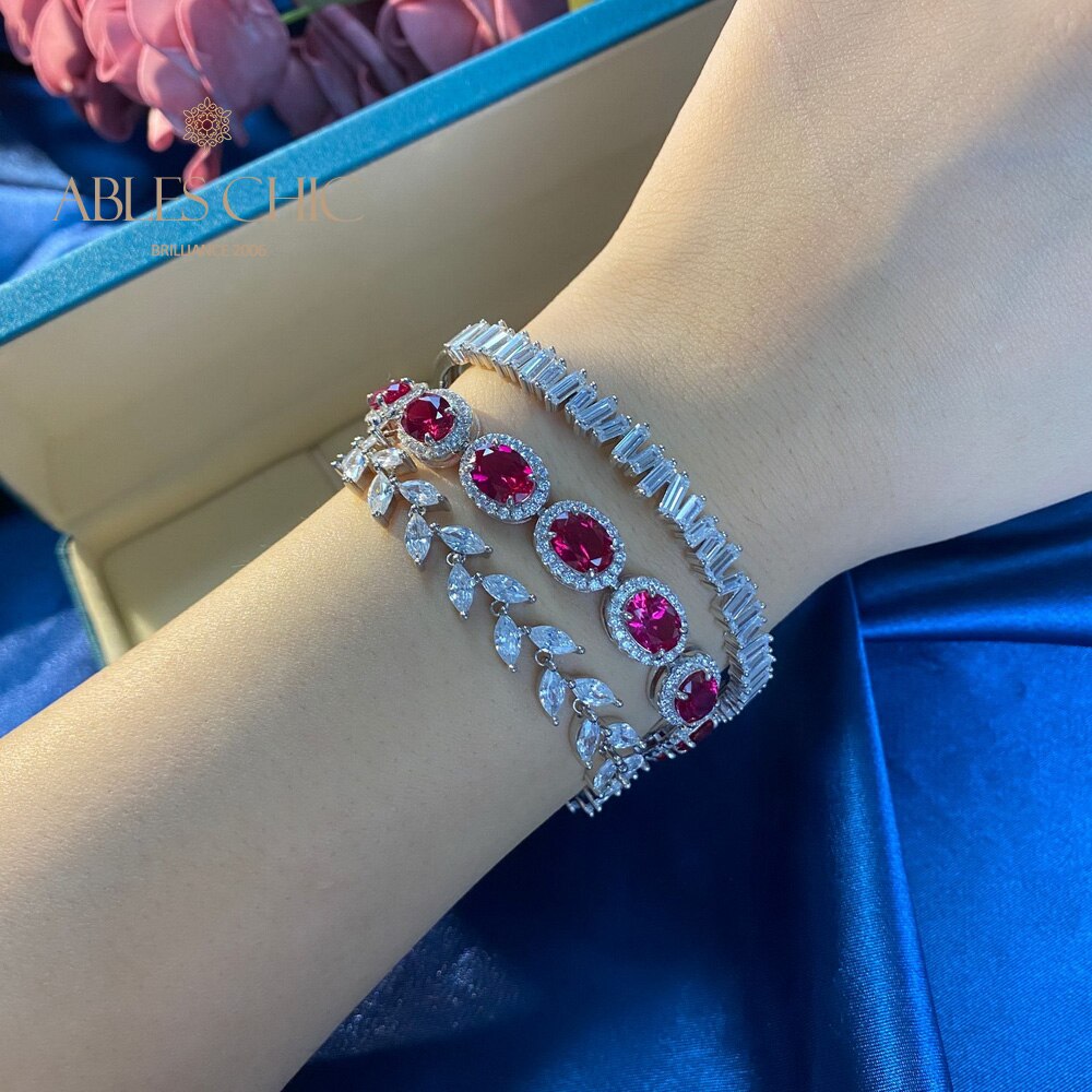 Rubin-Blumenarmband B0606