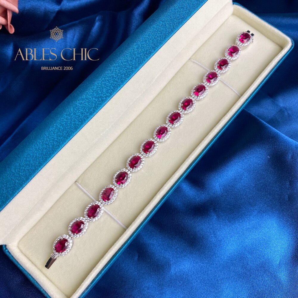 Rubin-Blumenarmband B0606