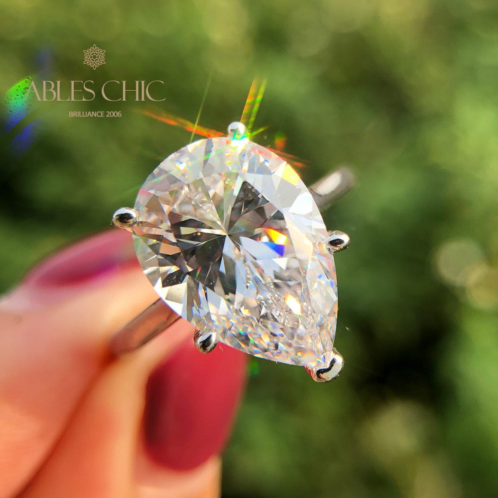 Birnenförmiger Solitär-Stimmungsring R0349