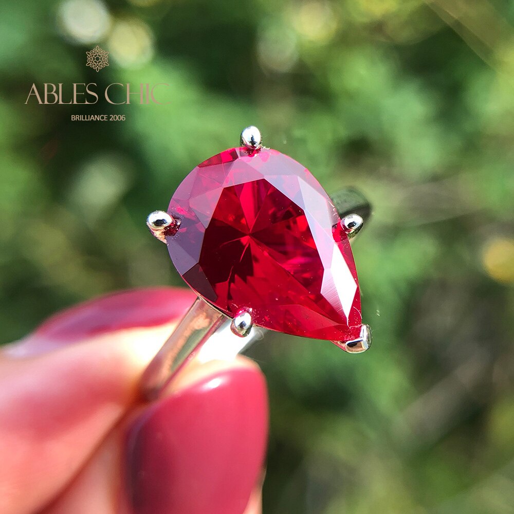 Birnenförmiger Solitär-Stimmungsring R0349