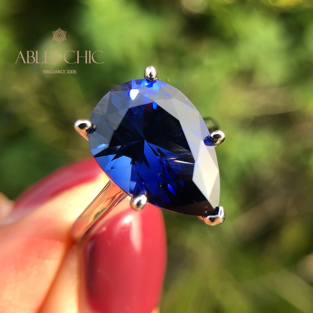 Birnenförmiger Solitär-Stimmungsring R0349