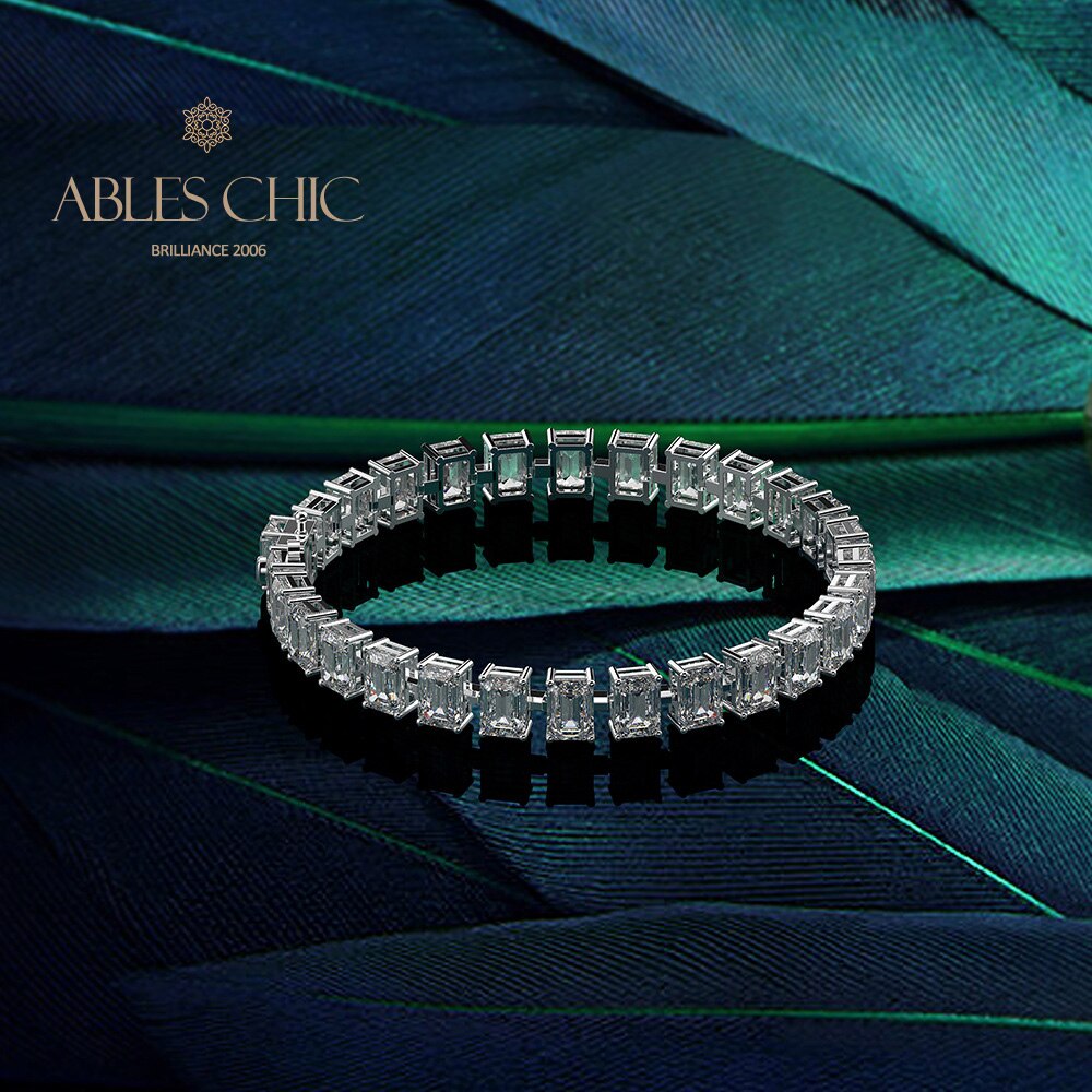 Smaragdschliff Iced Out Brautarmband B0452