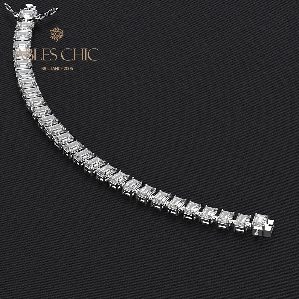 Smaragdschliff Iced Out Brautarmband B0452