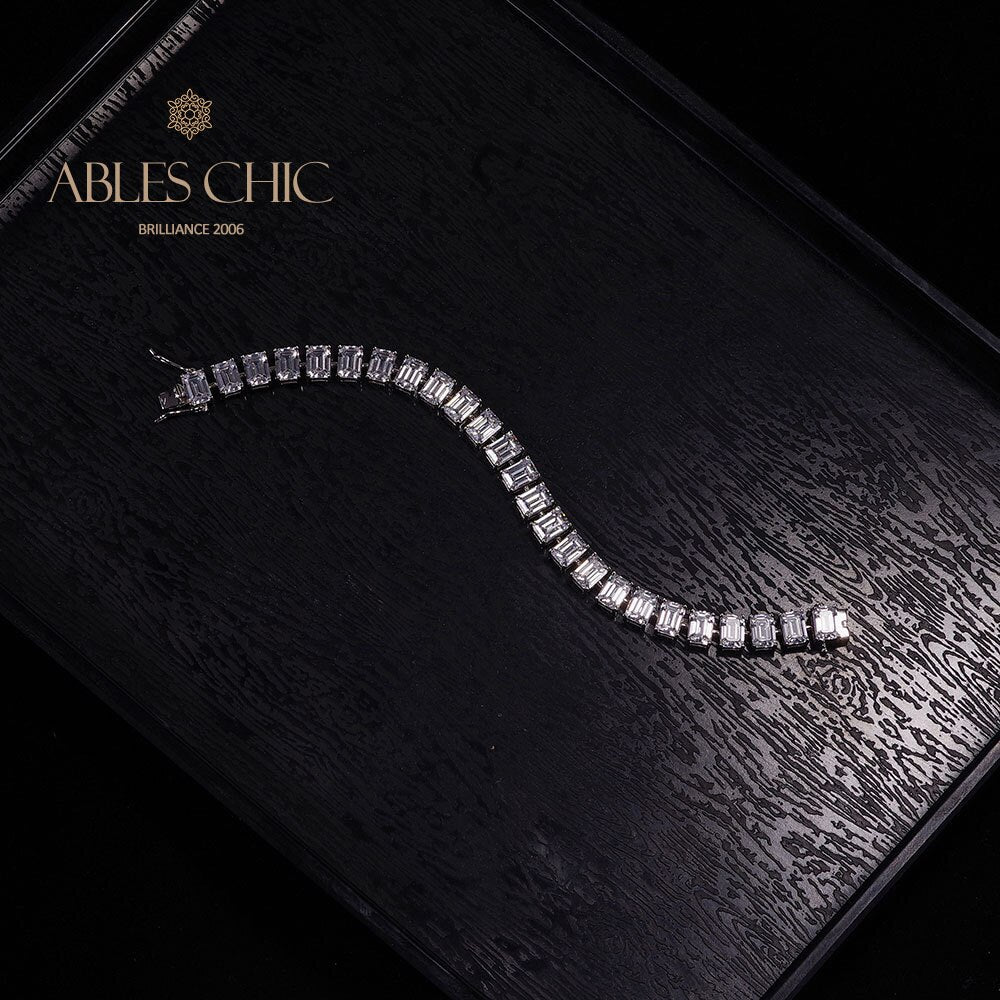 Smaragdschliff Iced Out Brautarmband B0452