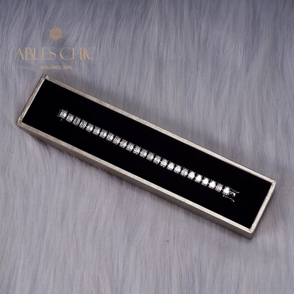 Smaragdschliff Iced Out Brautarmband B0452