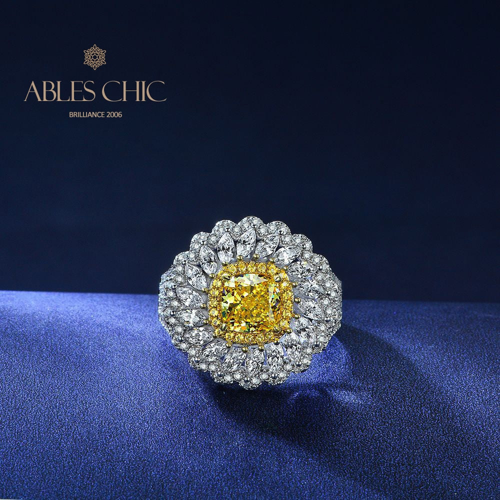 Citrin Halo Daisy Ring R1531
