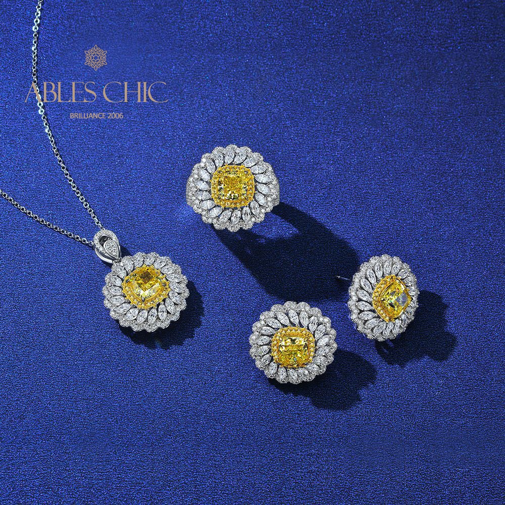 Citrin Halo Daisy Ring R1531
