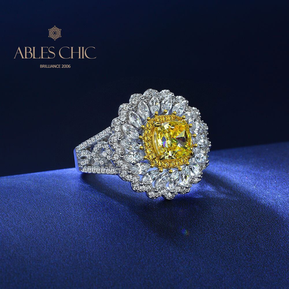 Citrin Halo Daisy Ring R1531