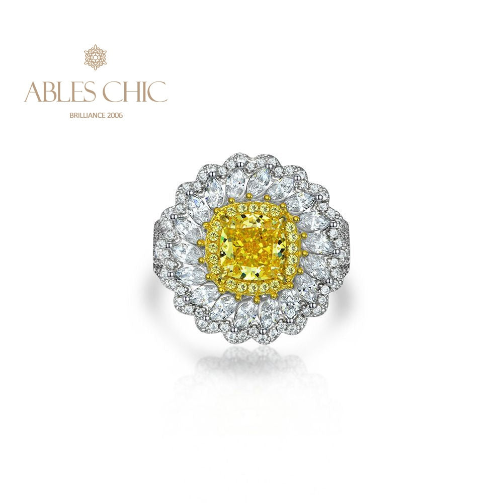Citrin Halo Daisy Ring R1531