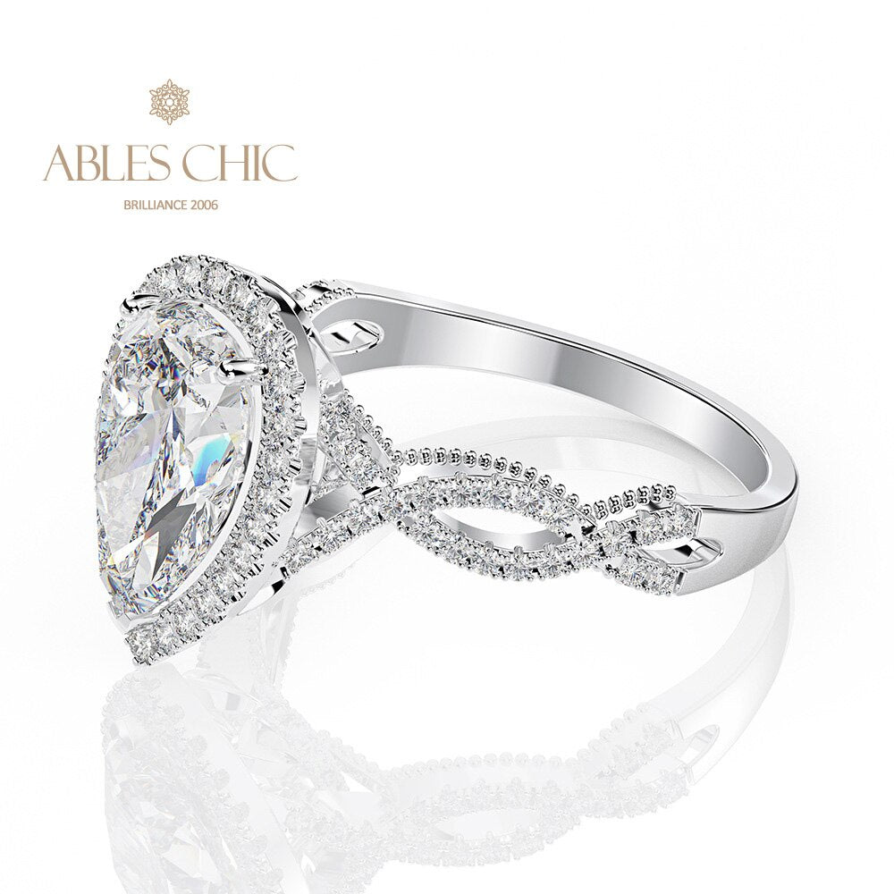 7 Karat Halo-Verlobungsring R0936