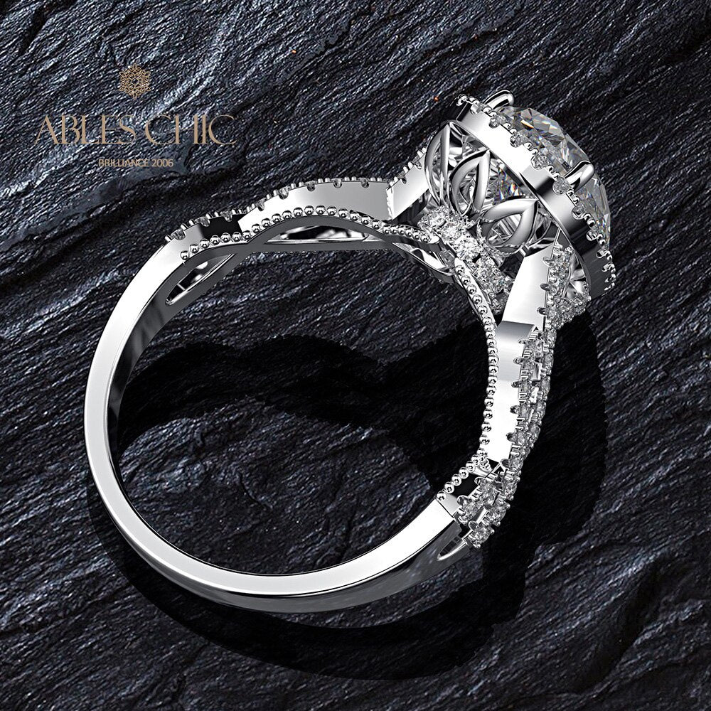 7 Karat Halo-Verlobungsring R0936