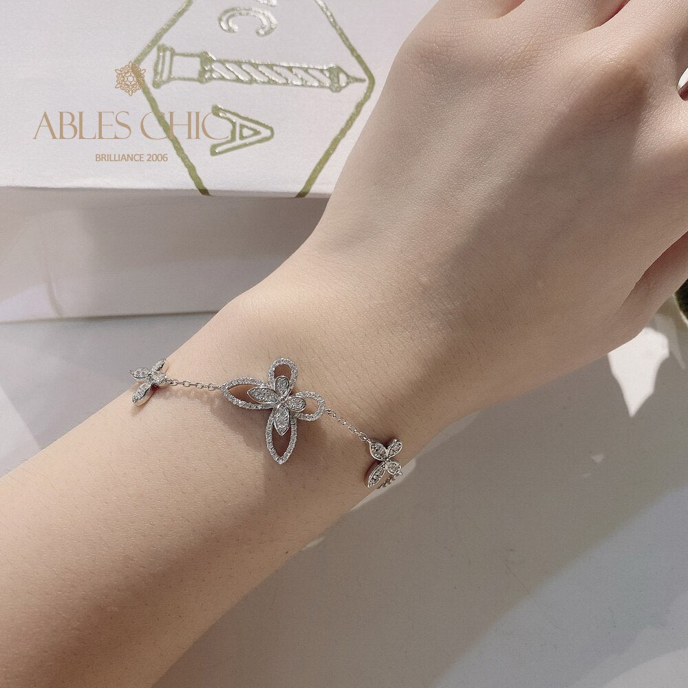 Pavé-Armband mit Schmetterlings-Eisverschluss B0486