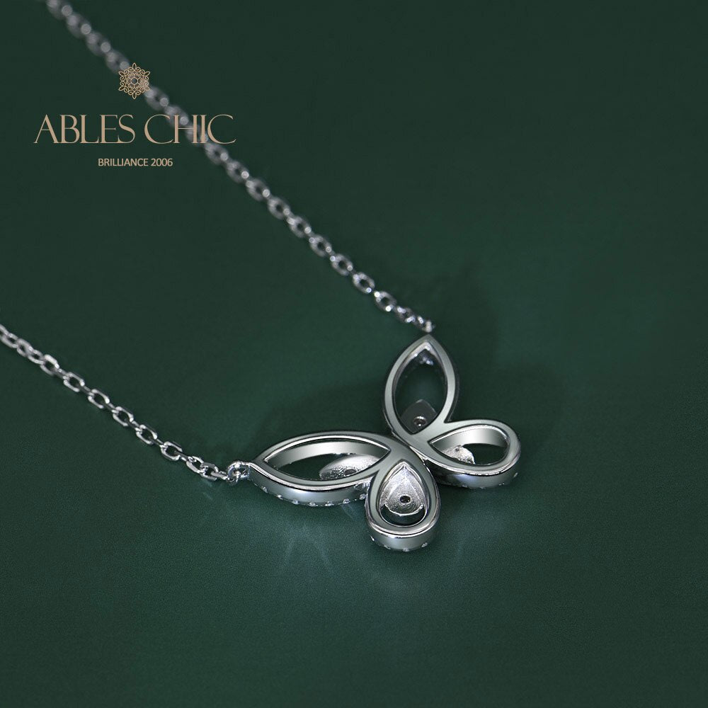 Pavé-Halskette mit Schmetterlingsmotiv B0480