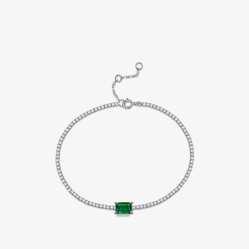 Lab Smaragd Solitär Bling Armband B0826