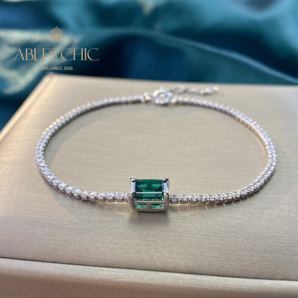 Lab Smaragd Solitär Bling Armband B0826