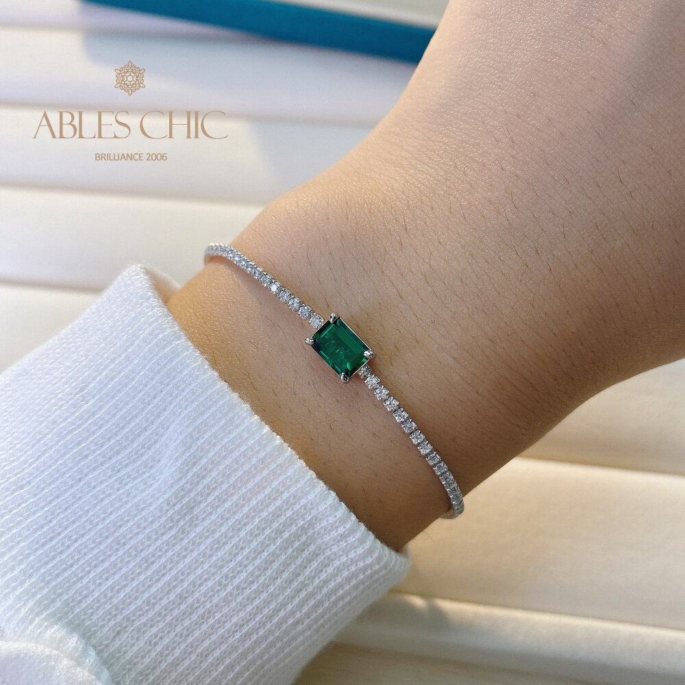Lab Smaragd Solitär Bling Armband B0826