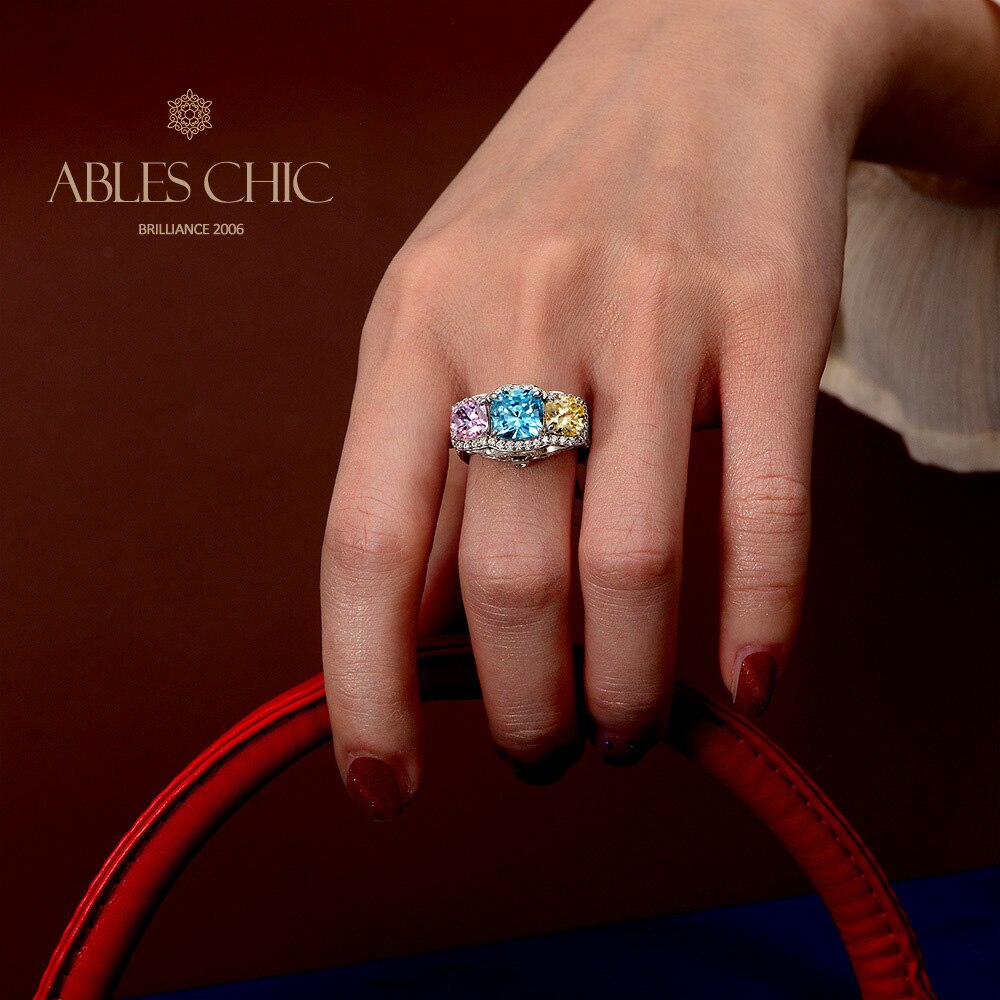 3 Steine Kunzit Brautring R0307