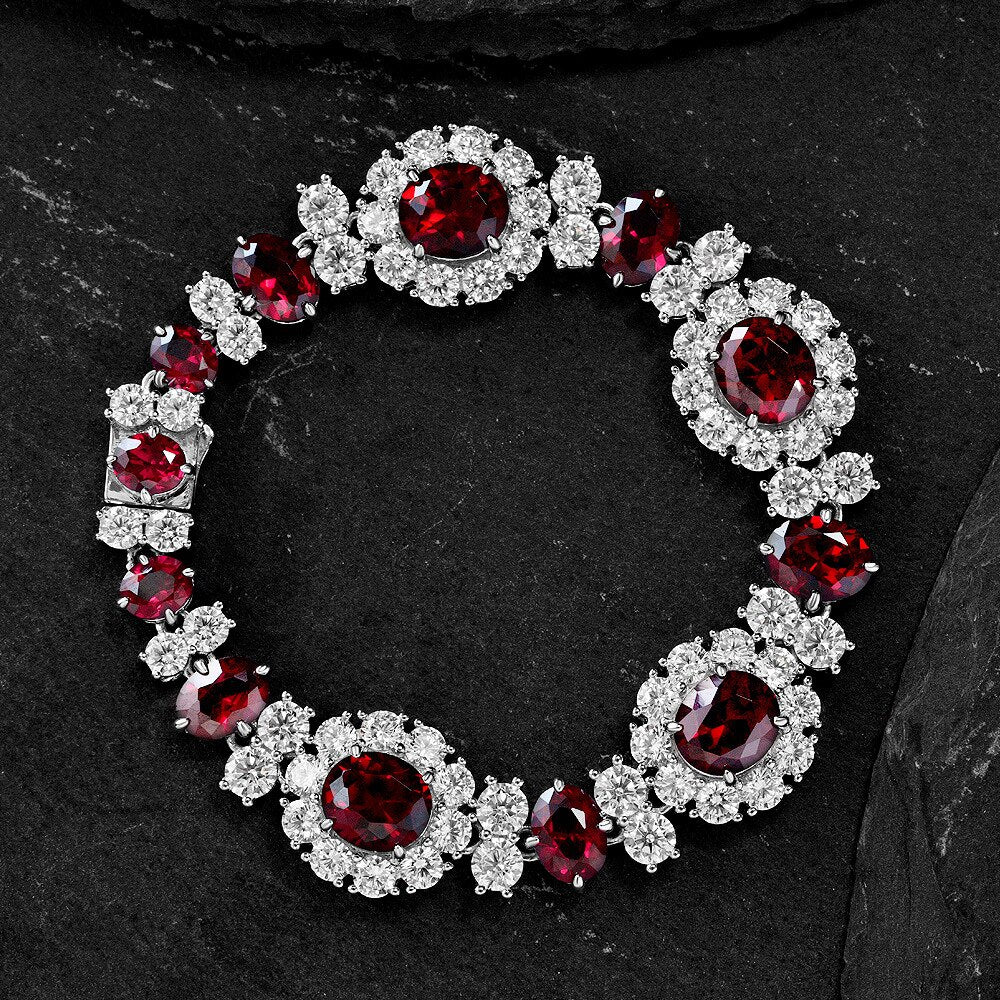 Rubin-Blumenarmband B0101