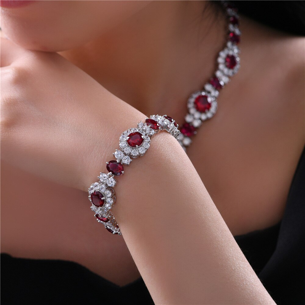 Rubin-Blumenarmband B0101