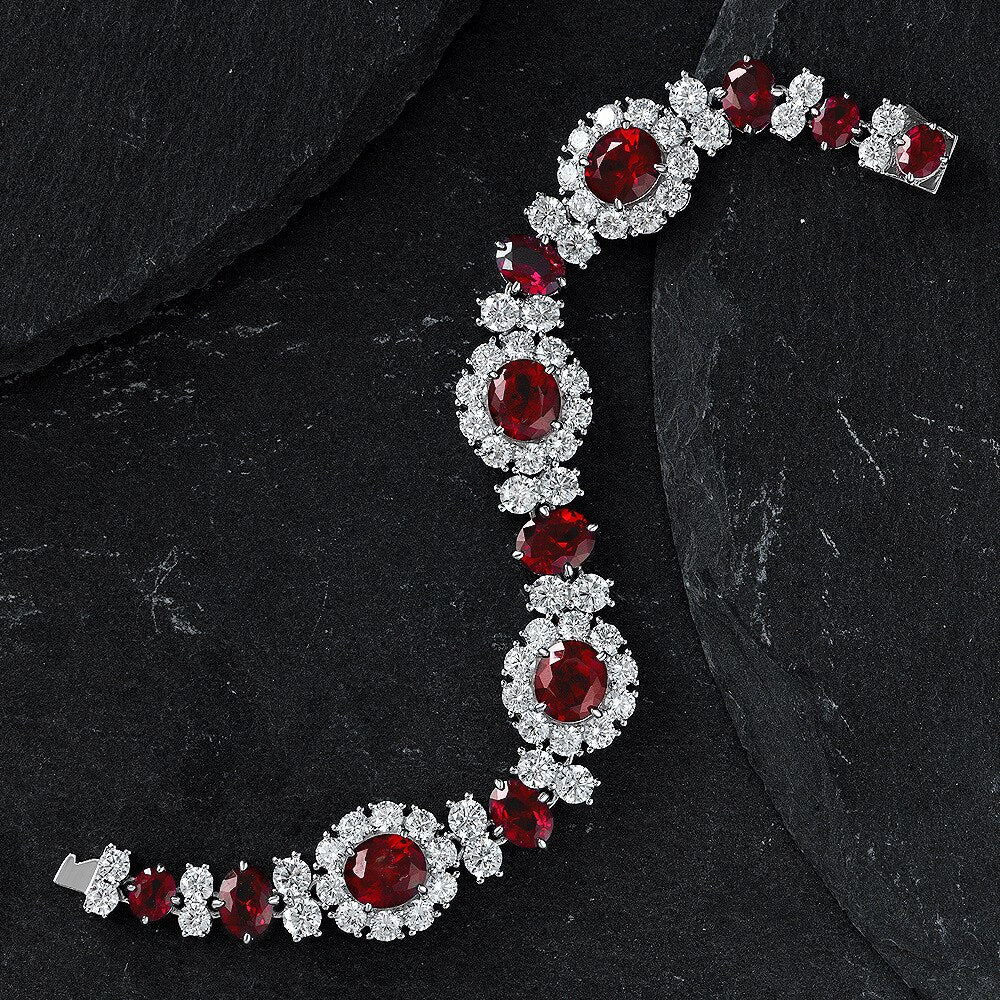 Rubin-Blumenarmband B0101