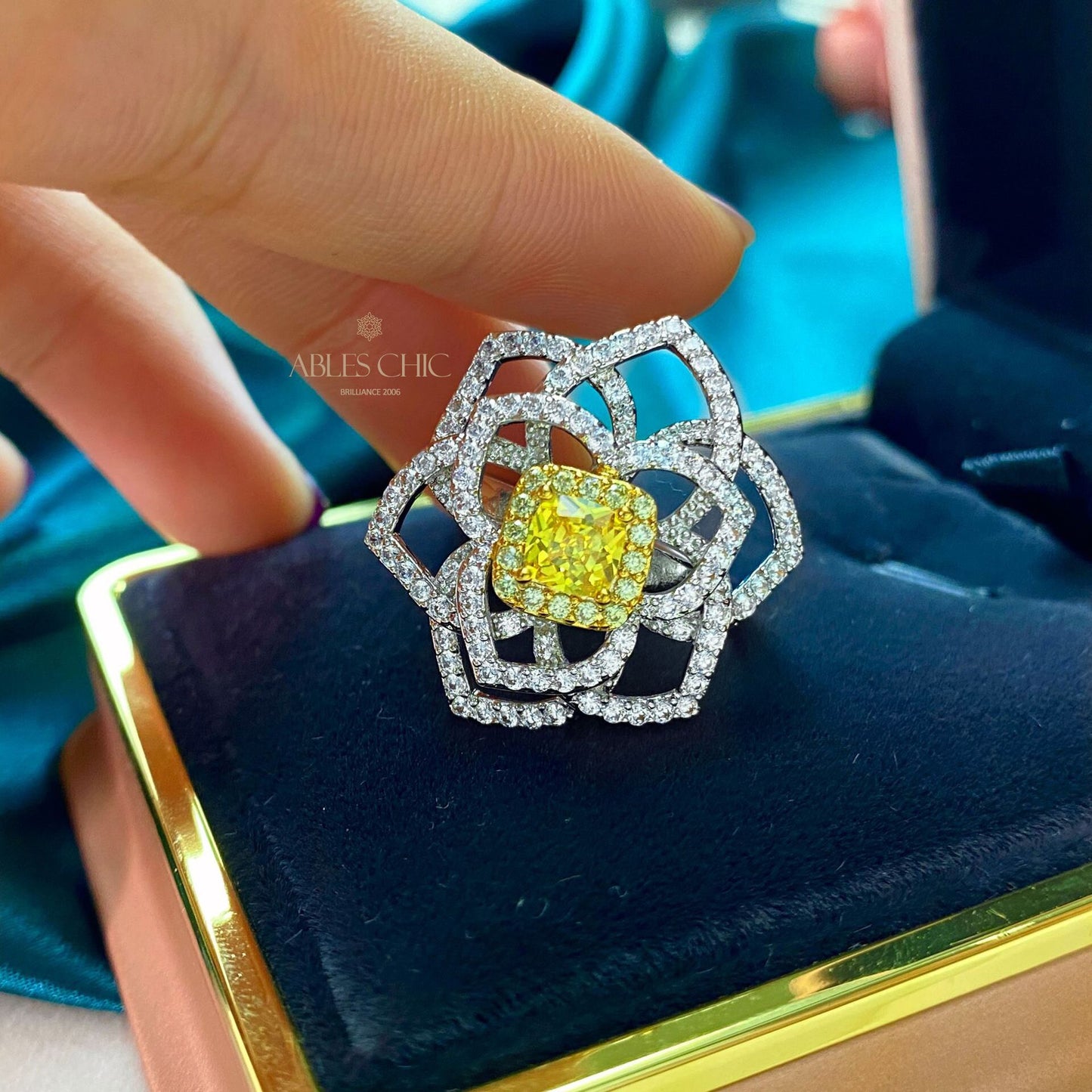 Citrin Rose Blumen Ehering R220