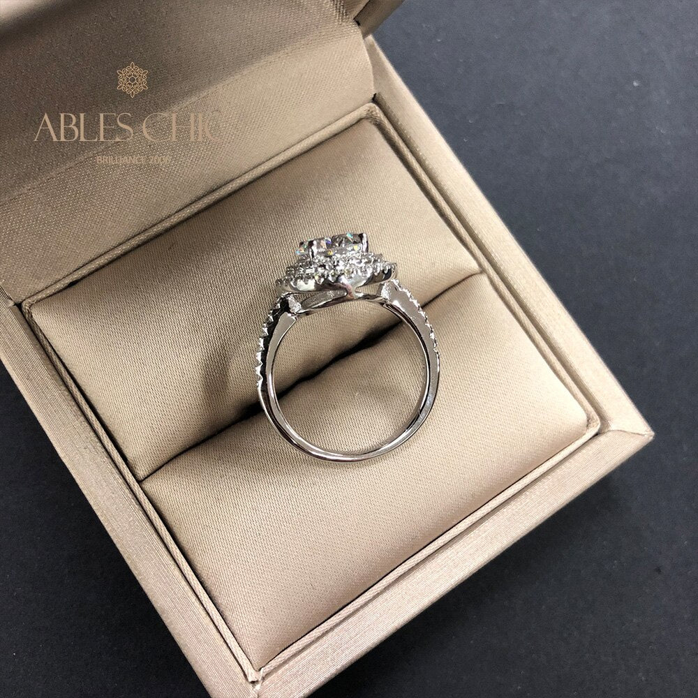 Halo-Ring mit Zirkonia-Pavé R0403