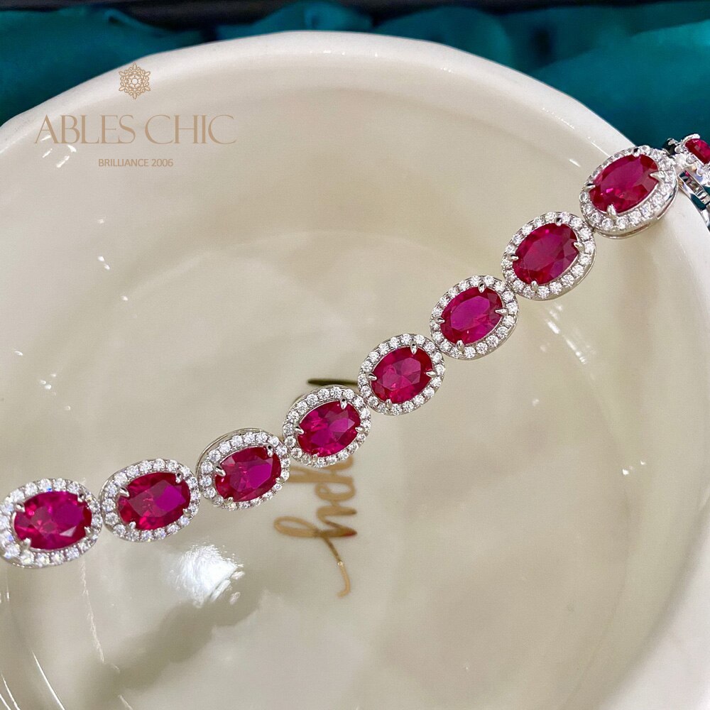 Rubin-Blumenarmband B0606