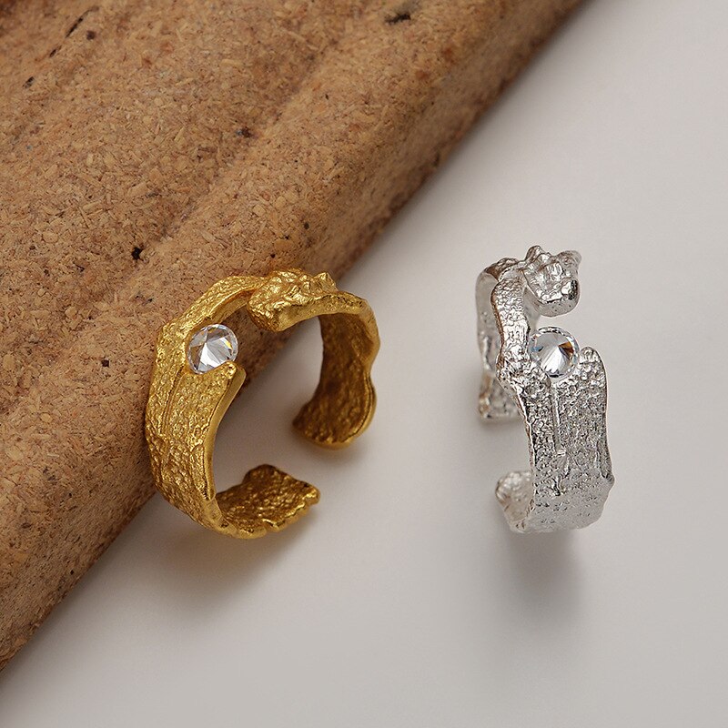 Impressionistischer matter Zirkonia-Ring R1086