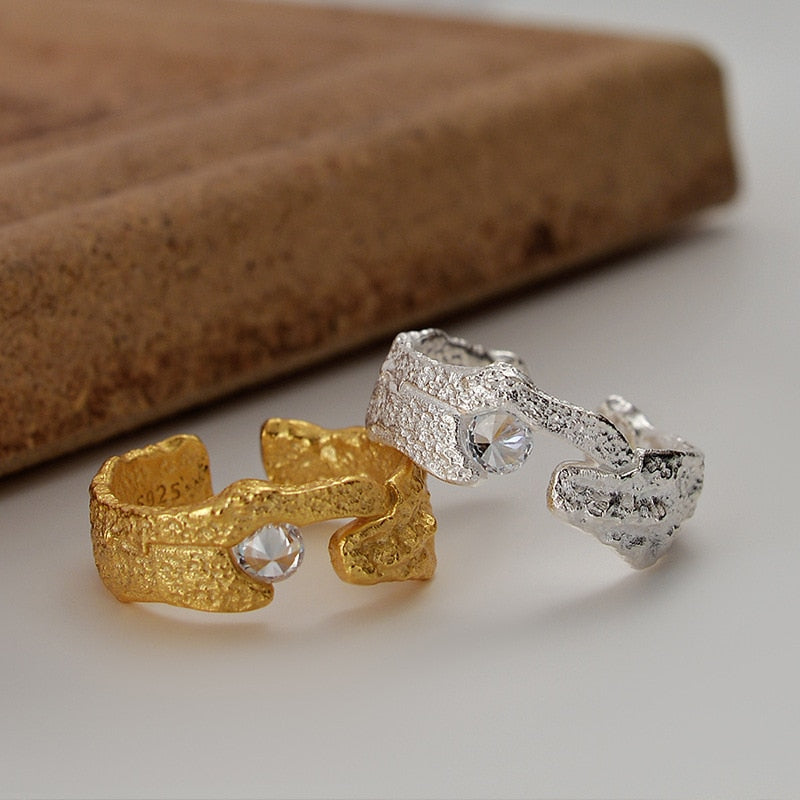 Impressionistischer matter Zirkonia-Ring R1086