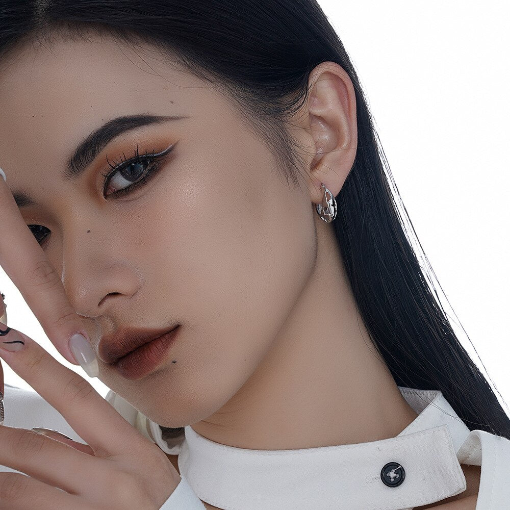 Ausschnitt Creolen Clip Ohrringe E1036 1 Stück