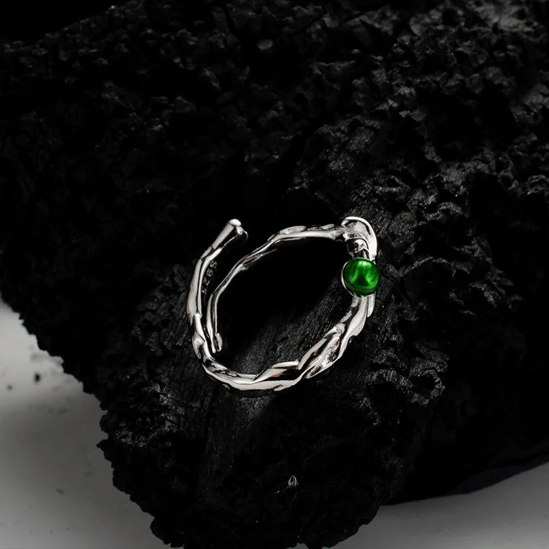 Grüner Emaille-Alien-Ring R1241