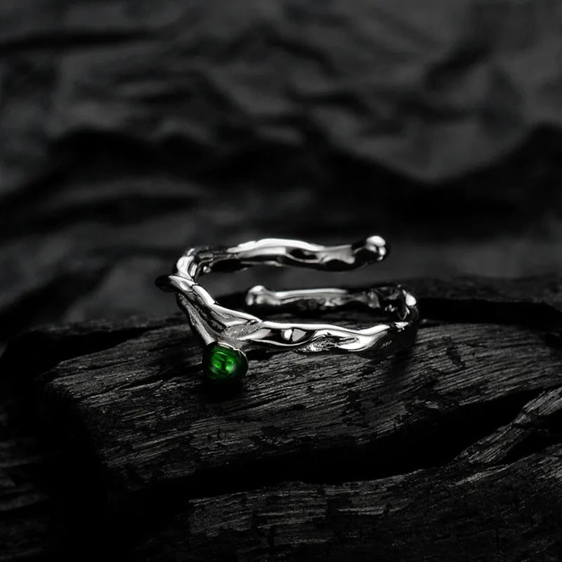 Grüner Emaille-Alien-Ring R1241
