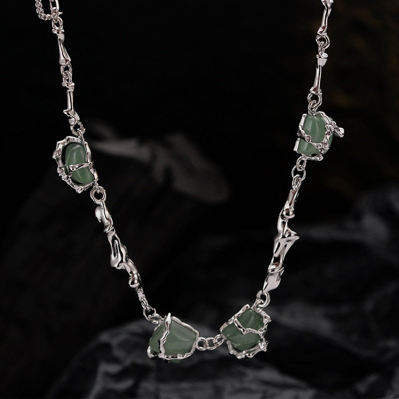 Jade Unregelmäßige Kettenhalskette N1014