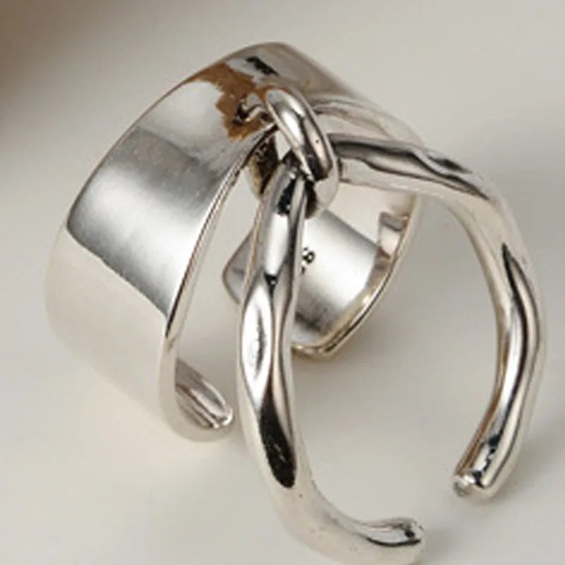 Handgefertigtes poliertes offenes Ringset R1074
