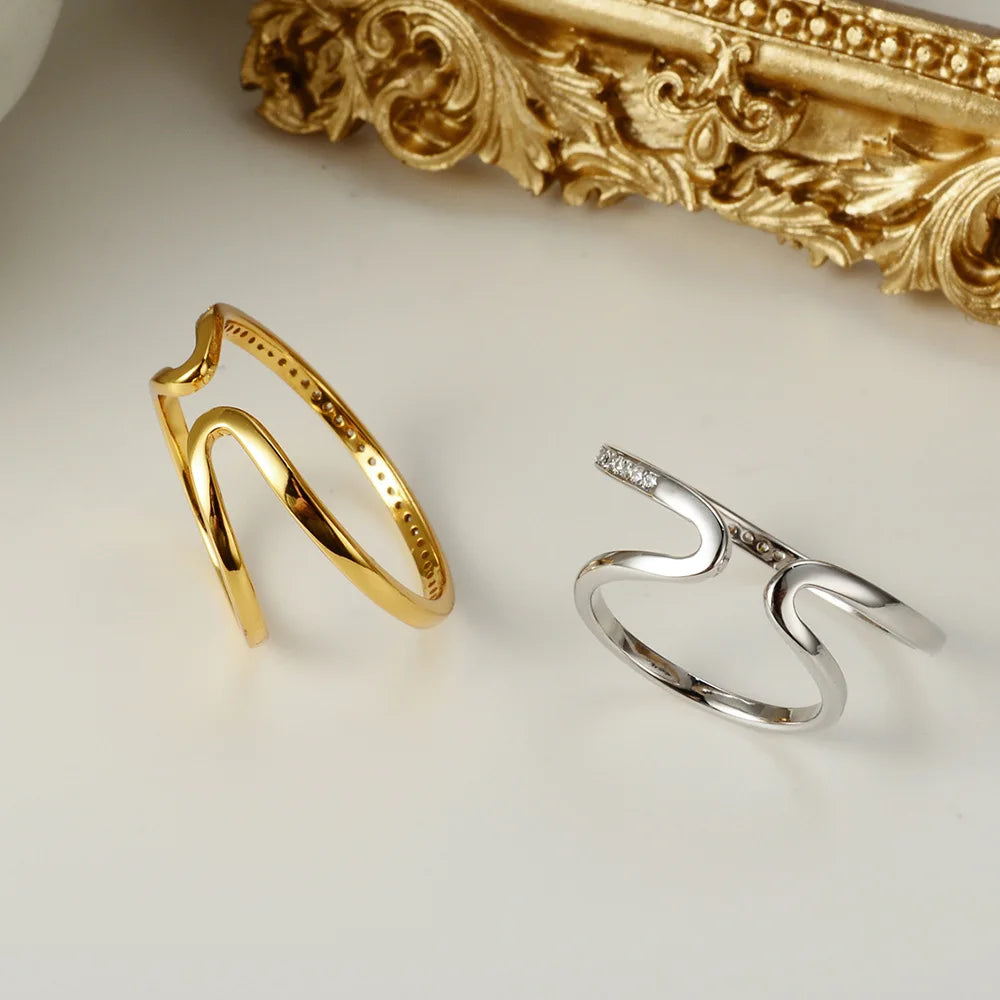 Offener Ring mit Zirkonia-Kreolen R1075