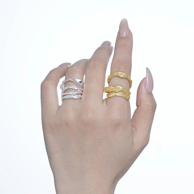 Impressionistische Streifen Handgefertigter Ring R167